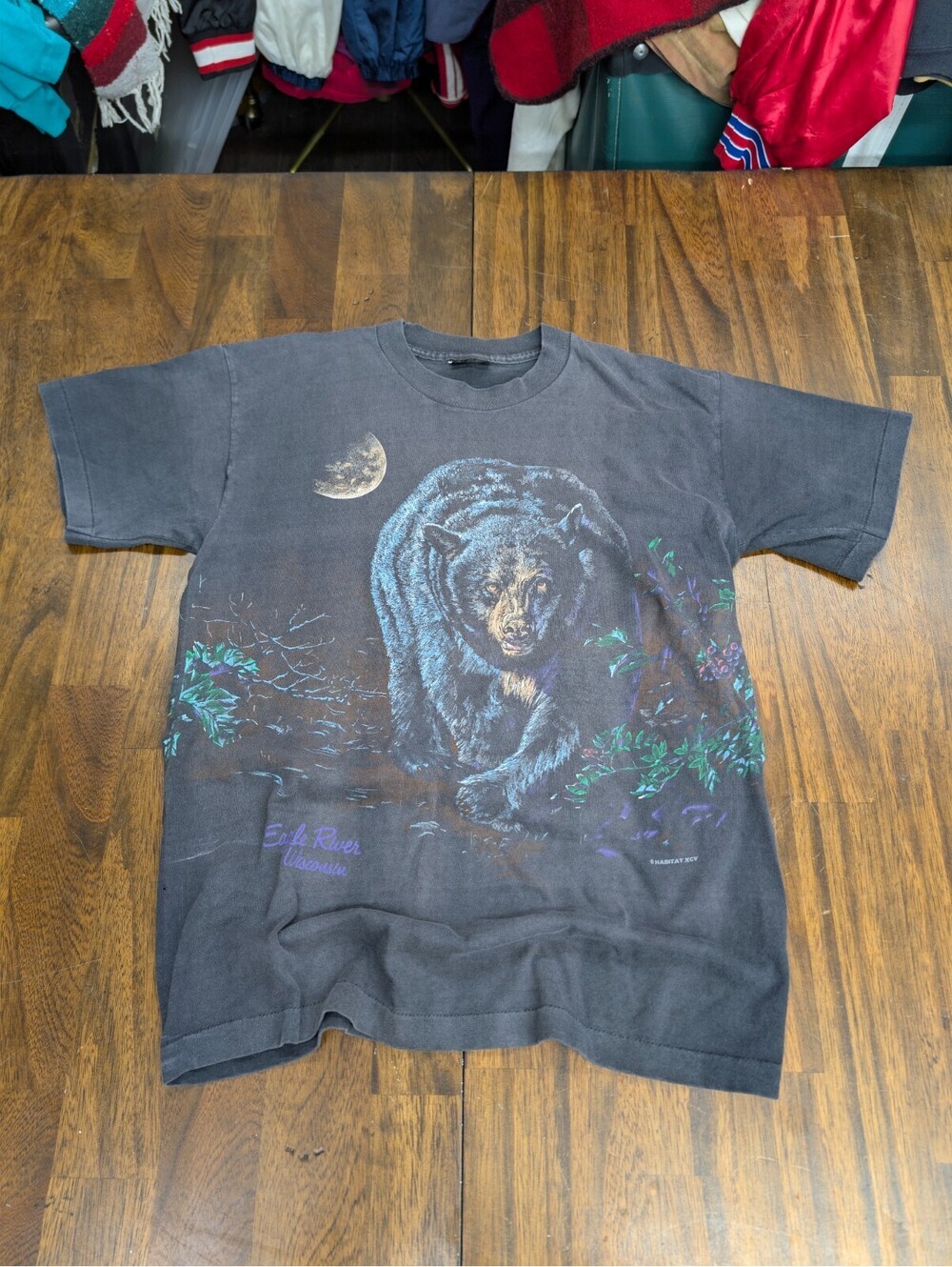 Vtg 1995 Habitat Bear and Eagle River Wisconsin T Shirt S